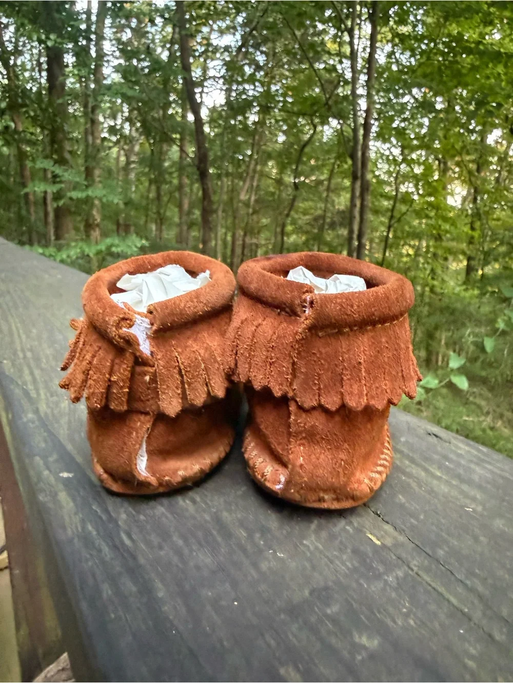 Minnetonka Toddler Size 5 Brown Suede Fringe Moccasin Booties